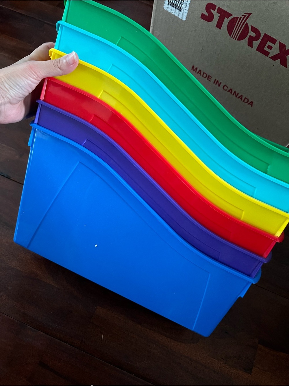 Storex Large Book Bin, Interlocking Plastic Organizer (6 PACK)